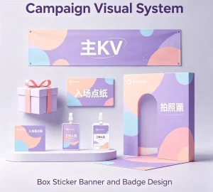 Custom Vector Gift Box Sticker and Banner Graphic Design Service for Brand Visual System