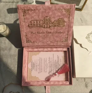 Custom Velvet Box Acrylic And Gold Foil Pattern With Tassel Invitations Elegant Luxury Wedding Invitation Set