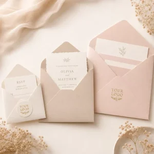 Custom Velvet Paper Wallet Envelope Luxury Embossed Invitation Envelopes 3mm Thick Matte Premium Textured Greeting