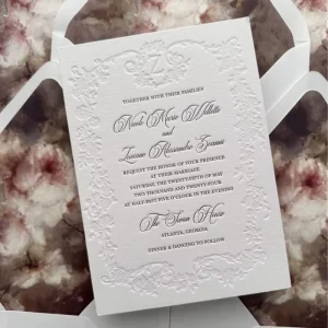 Custom Vintage Stamps Floral Design Invite Envelope Handmade Paper Letterpress Wedding Invitations