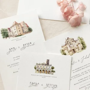 Custom Vintage Wedding Greeting Cards Digital Printing on Paperboard for Church Weddings Receptions & Business Occasions