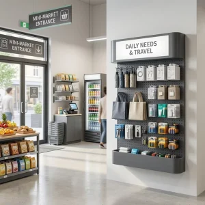 Custom Wall Mounted Stainless Steel Retail Display Stand With Adjustable Perforated Metal Panel for Retail Store Merchandising