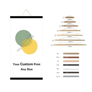 Custom Walnut Wood Magnetic Poster Frame Hanger Oak Teak Hanging Kit Wall Decor Photo Display Minimalist Modern Red