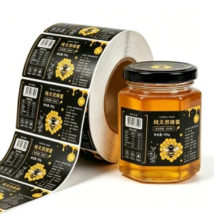 Custom Waterproof Adhesive Drinks Jam Honey Glass Bottle Product Brand Logo QR Code Packaging Label Sticker for Canned Food