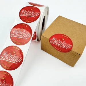 Custom Waterproof Adhesive Vinyl Sticker Roll, Round Logo Sealing Labels for Food Packaging