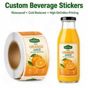 Custom Waterproof Oil-Proof PP Synthetic Paper Adhesive Labels for Juice and Beverage Bottles