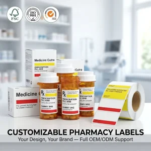 Custom Waterproof Thermal Pharmacy Prescription Labels Self Adhesive Stickers for Medicine Bottles 300 Per Roll