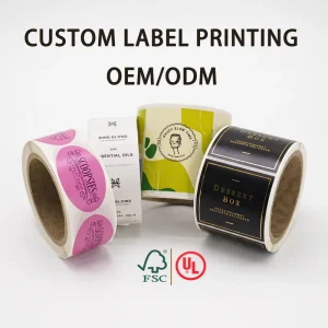 Custom Waterproof Vinyl Stickers Paper Packaging Adhesive Roll Labels Brand Logo Printing For Candle Jar Bottle Gift Box Craft