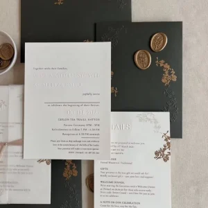Custom Wedding Invitation Embossed Design with Gold Foil for Wedding Event Planners