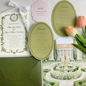 Custom Wedding Invitation Sets Including Invitation Cards Reply Cards Detail Cards and Envelopes. Sample Service Available
