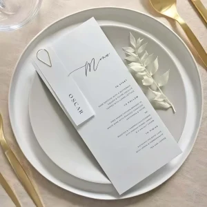 Custom Wedding Menu & Place Card Sets with Custom Logo Minimalist Matte Art Paper for Dinner Party Reception