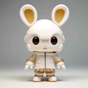 Custom White Gold Bunny Designer Vinyl Figure Collectible Art Toy for Desk Decor Room Display