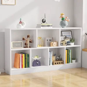Custom White Kids Bookshelf Toy Organizers and Storage Cabinet for Children’s Room Home Display Cupboard with Adjustable Shelves