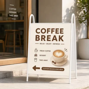 Custom White Metal 25mm Floor Standing Magnetic Poster Sidewalk Pavement Advertising Board Bakery Retail Store MOQ 10