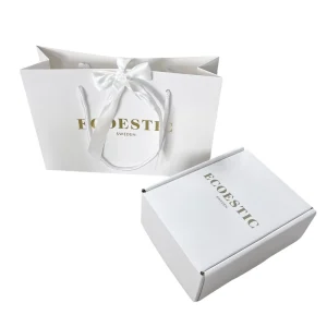 Custom White Paper Bag and Corrugated Box Set Custom Logo Gift Bag and Corrugated Aircraft Box Set
