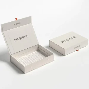 Custom White Ribbon Pull Folding Magnetic Printed Interior Apparel Boutique Personalized Paper Packaging Box