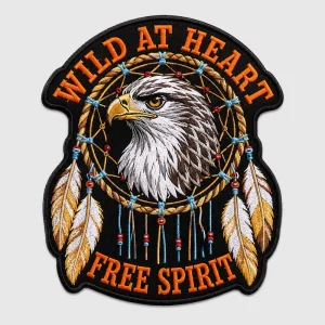 Custom Wild at Heart Free Spirit Embroidery Patch Personalized Eagle Logo Badge for Adventure Apparel and Bag Accessories