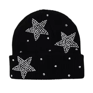 Custom Winter Knit Beanie Hat with Thick Fleece Lining Unisex Spandex Cotton Full Color Digital Printing