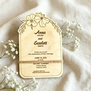 Custom Wooden Flower Wedding Invitation Rustic Art Decoration Exquisite Birthday Party Banquet Event Invitation Cards