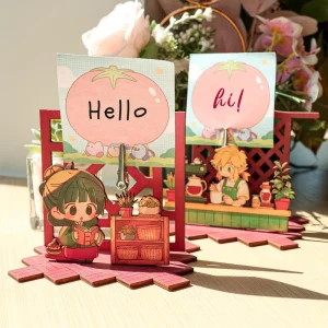 Custom Wooden Stand Display Board Cartoon Character Standing Sign Shaped DIY Creative Design Desktop