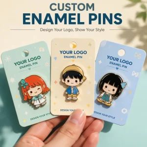 Custom Your Own Design Blank Sublimation Colorful Blinking Metal Soft Enamel Lapel Pin Cartoon Character Badge With Paper Card
