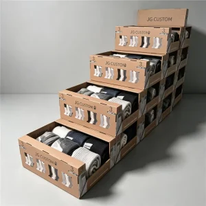 Custom logo Corrugated Cardboard Retail Supermarket Display Packaging Paper Box for Socks