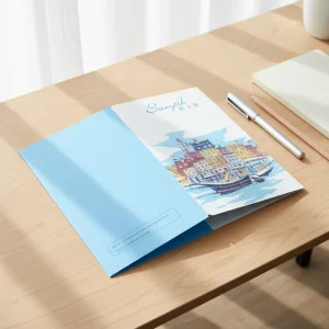 Custom logo Full Color Printing Service Recyclable Paper Presentation Leaflet Flyer File Folder With Pocket