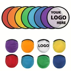 Custom logo Outdoor Kids Flying Sports Toy Foldable Flyer Folding Handheld Fan Nylon Round Disc