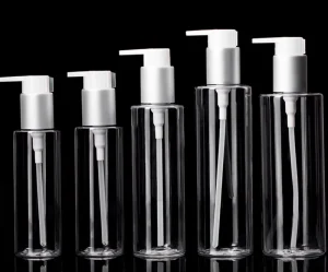Custom logo Printing 120ml 150ml 250ml Clear PET Pump Bottle Refillable Plastic Dispenser for Lotion Shampoo Skincare