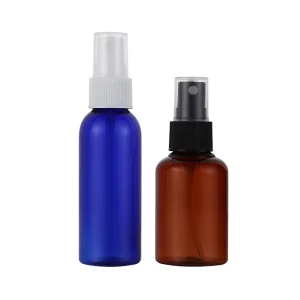 Custom logo Printing 50ml PET Fine Mist Spray Bottle Refillable Round Shoulder Cosmetic Container