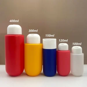 Custom logo Printing Refillable HDPE Lotion Bottles with Flip Caps 100ml 150ml 200ml 300ml 400ml for Shampoo Body Wash