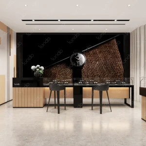 Custom luxury wrist watch store furniture interior design watch display counter LED glass watch showcase