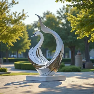 Custom made Modern Large Stainless Steel Sculptures Figurines Abstract Metal Mirror Water Features Iconic Urban Plaza Ornaments