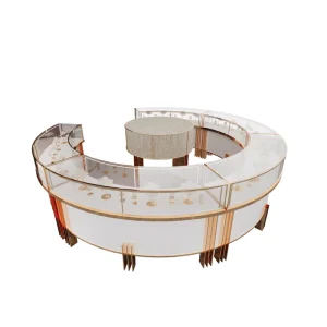 Customised Handcrafted High end Modern LED Lit Eco Friendly Jewellery Glass Showcase Display Cabinets for Shopping Centre Atrium