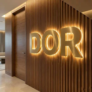Customizable 3D LED Backlit Stainless Steel Logo with IP65 Waterproof for Offices Shops Hotels Companies Hospitals