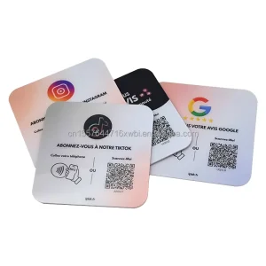 Customizable Adhesive NFC Review Tap Card, 13.56 MHz NTAG213, PVC+Acrylic
