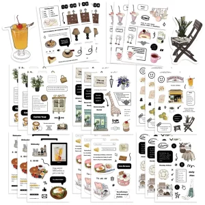 Customizable Afternoon Tea Theme Waterproof Vinyl Stickers for Scrapbooks, Journals, Phone Cases, and Notebooks