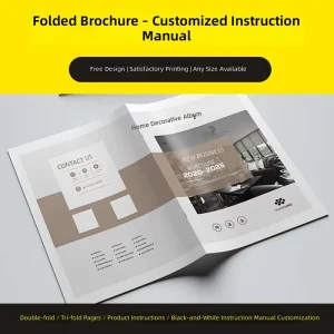 Customizable Black and White Tri Fold Brochure with Coated Paper Manual Printing