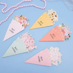 Customizable Bouquet Greeting Card with Coated Paper Digital Printing Embossed Finish for Wedding Event Stationery