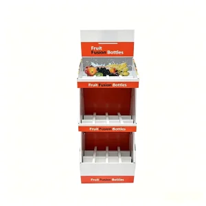 Customizable Cardboard Beverage Display Stand Multi Slot POS Retail Supermarket Grocery Drink Merchandising Shelf Ready FSDU