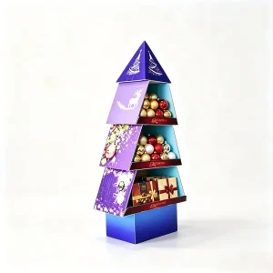 Customizable Cardboard Christmas Tree Display Shelf Ready Stand Department Store Holiday Gift OEM ODM FSC Recyclable
