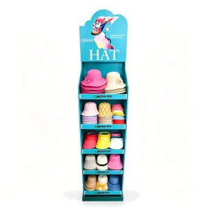 Customizable Cardboard Hat Display Shelf Ready Stand Hat Shop Retail Merchandiser Bulk OEM FSC Recyclable