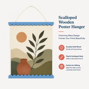 Customizable Creative Scalloped Edge Plywood Poster Frames 40cm Eco Friendly Handmade with Digital Color Options