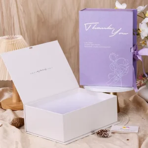 Customizable Flip Book Style Rectangular Cardboard Gift Packaging Box with Custom Logo Graphic Design