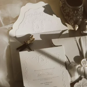 Customizable High End Elegant Embossing Classic Design Wedding Invitation Suite Custom Logo Fast Proofing Available