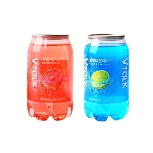 Customizable PET Bottle Empty Plastic Juice Can with Foil Lid Different Types for Liquid or Food Packaging