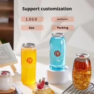 Customizable PET Plastic Beverage Can with UV Coating for Milk Tea Coffee Juice Soda and Other Beverages