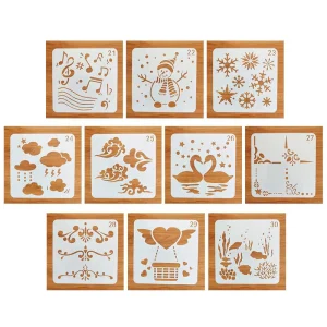 Customizable Painting Stencils Reusable Stencils Christmas Theme Plastic Painting Stencils for DIY Furniture Wall Floor
