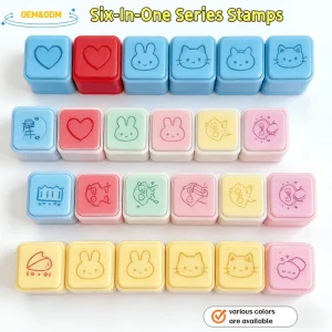 Customizable Six in One Stamps Set Office School Schedule Icon Kawaii Stationery Planner Teacher Student Icons