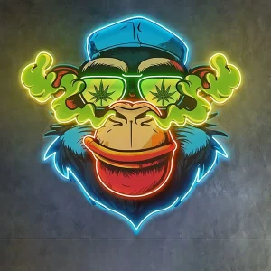 Customizable UV Printed Neon Smoking Monkey LED Astronaut Neon USB David Statue Decorative Mood Light Neon Wall Decor Cave Gift
